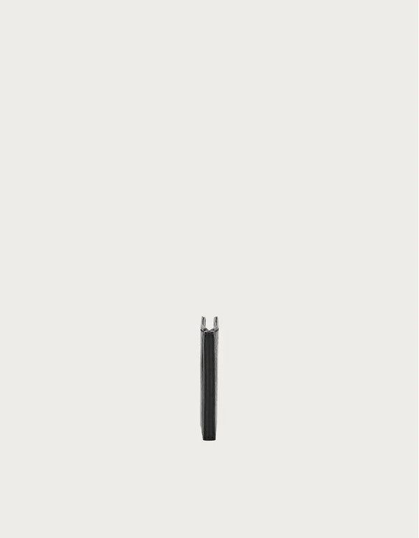Black Tumbled Calfskin Spring Wallet