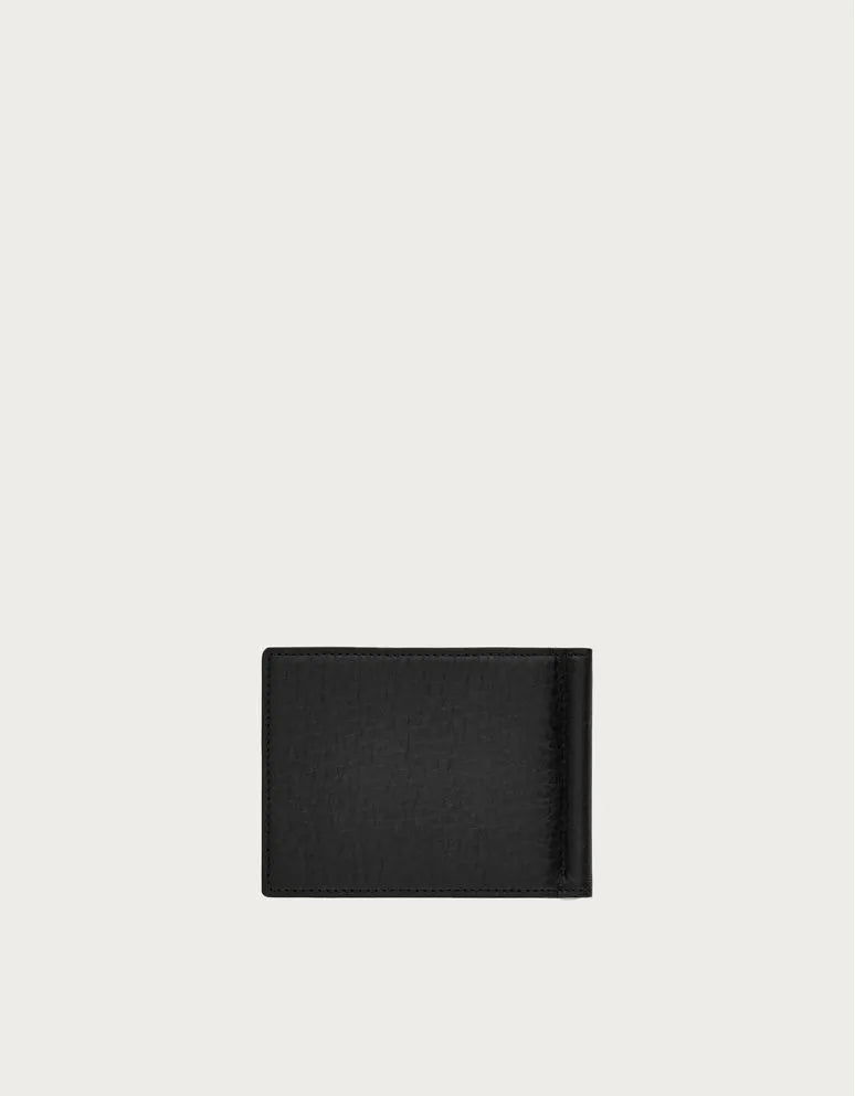 Black Tumbled Calfskin Spring Wallet