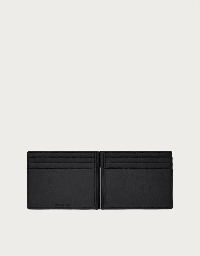 Black Tumbled Calfskin Spring Wallet