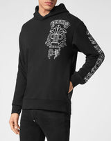 Black Hoodie Sweatshirt with Gothic Banner