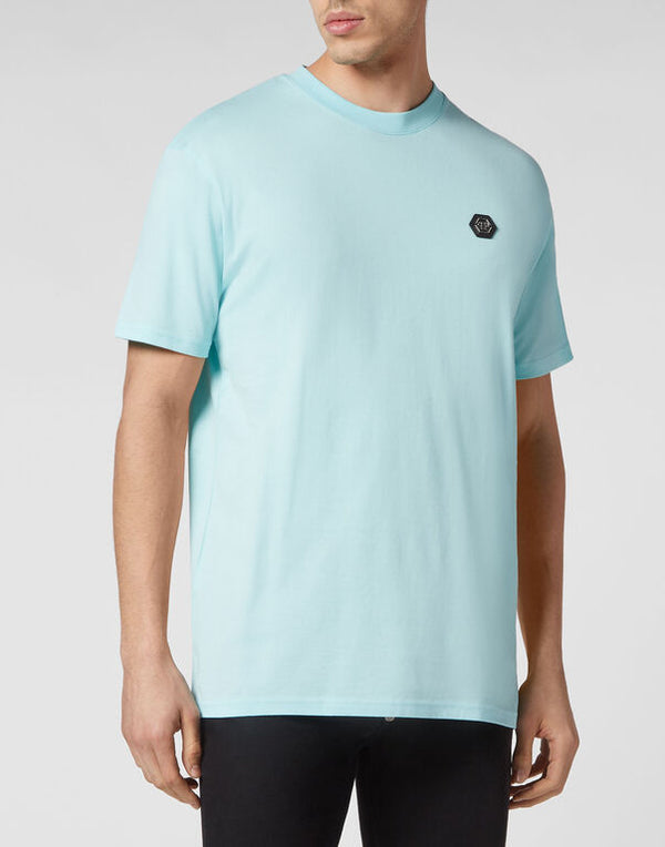 Light Blue T-Shirt-Round Neck SS Gothic Plein