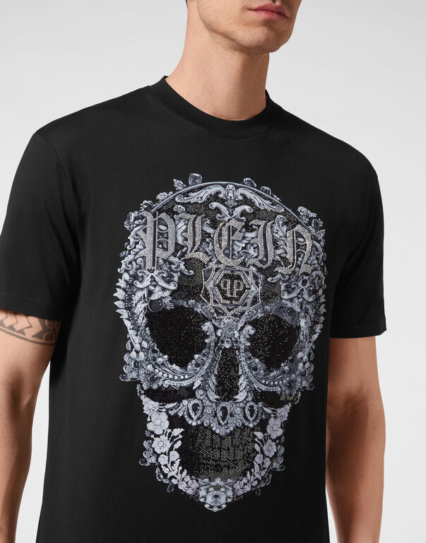 Black T-shirt Round Neck SS Baroque Skull