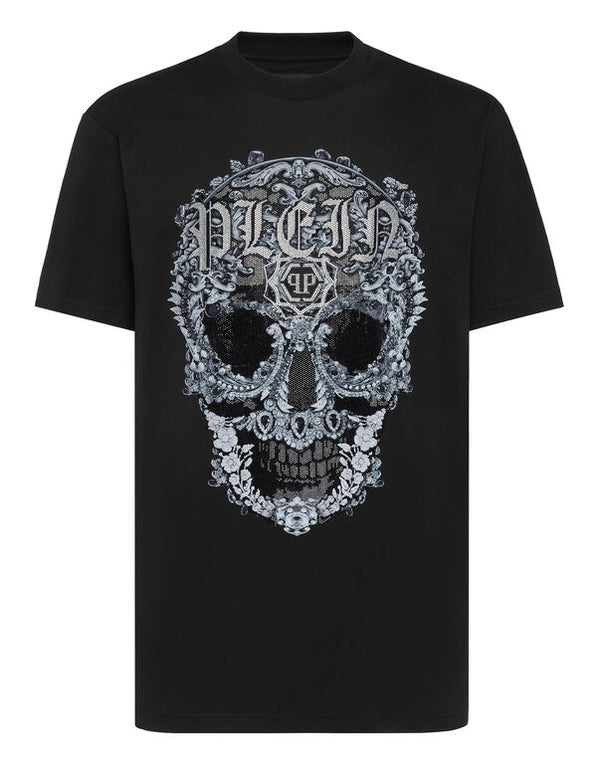 Black T-shirt Round Neck SS Baroque Skull