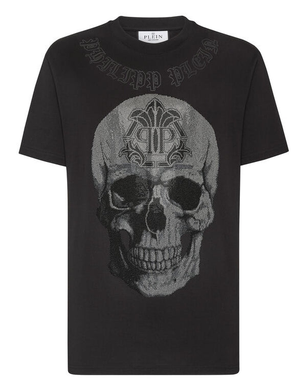 Black/Black T-shirt Round Neck SS Gothic Banner