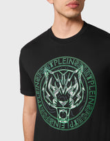 T-Shirt Round Neck SS Tiger Green on Black