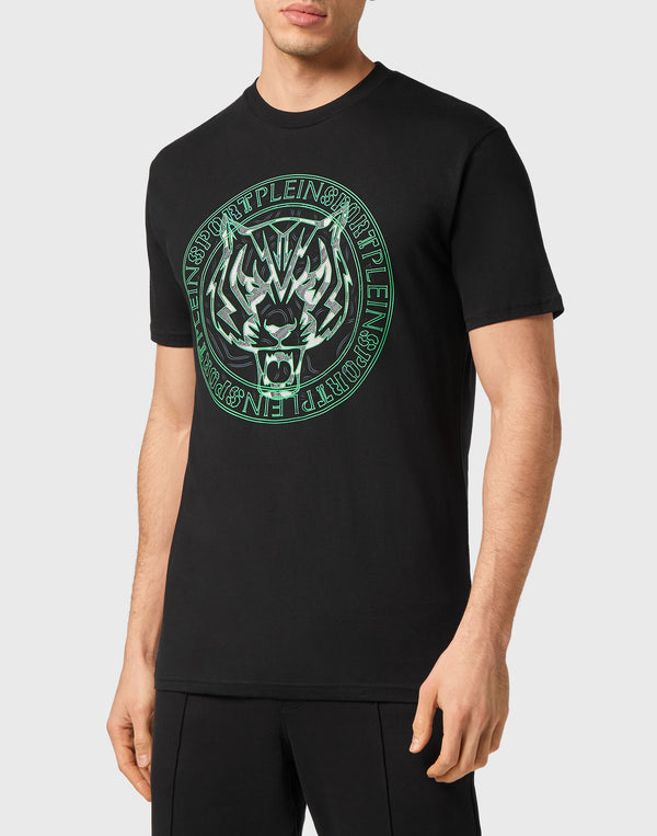 T-Shirt Round Neck SS Tiger Green on Black