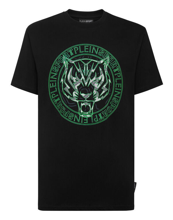 T-Shirt Round Neck SS Tiger Green on Black