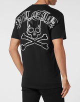 Black Round SS T-Shirt Crystals Skull&Bones