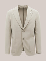 Allebasi Beige Notch Lapel Sports Jacket