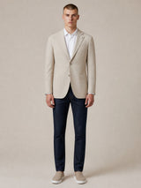Allebasi Beige Notch Lapel Sports Jacket