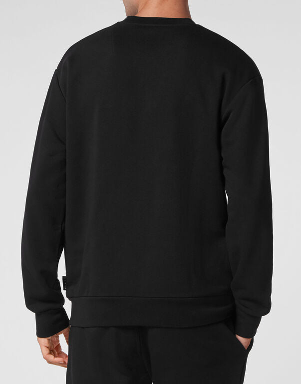 Black Crewneck Sweatshirt LS Hexagon
