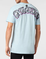Light Blue Round Neck T-Shirt SS Gothic
