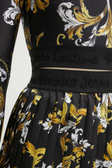 Black Baroque Long Sleeve Crop