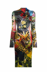 Paradise Found Print Satin Dress