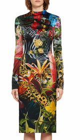 Paradise Found Print Satin Dress