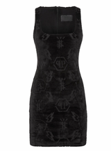 Velvet Dress Lasered Monogram in Black