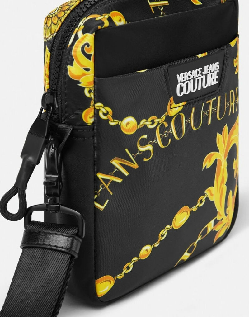 Square Chain Couture Crossbody Men’s Bag in Black/Gold