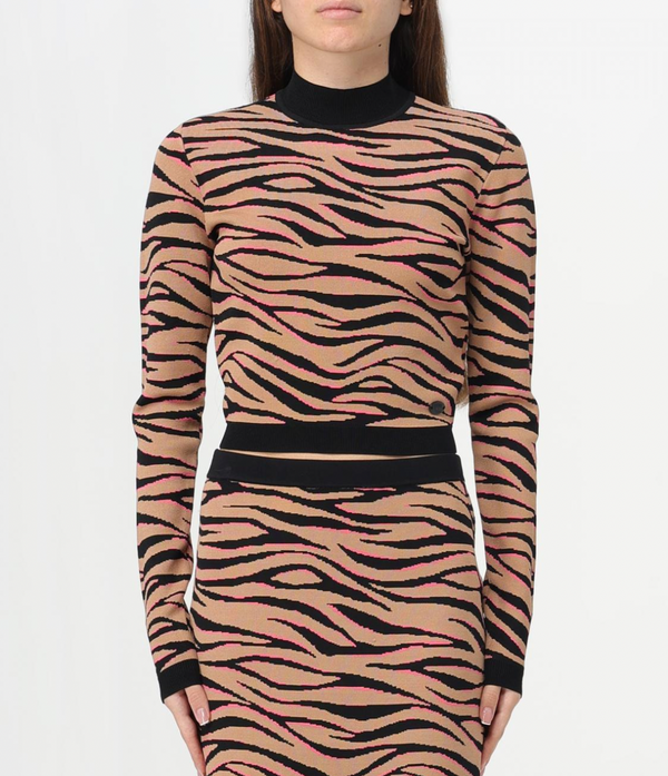 Tan/Black Zebra Print Cropped Knit