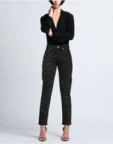 Star-Studded Black Denim Flare Jean