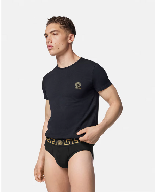 Black Greca Waistband Brief