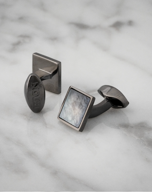 Eton Mother-of-Pearl Cufflinks in Gunmetal Grey