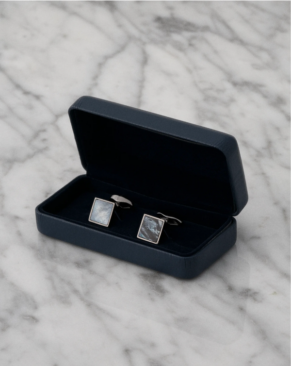 Eton Mother-of-Pearl Cufflinks in Gunmetal Grey