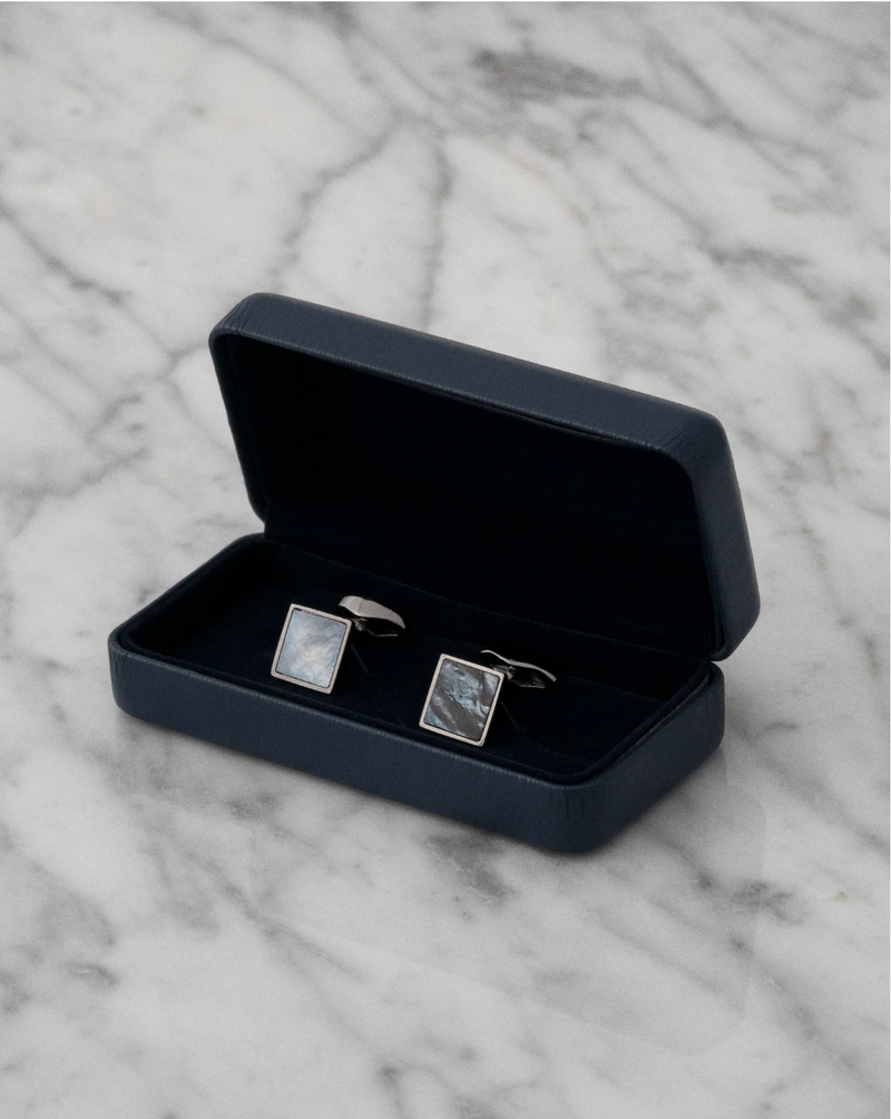 Eton Mother-of-Pearl Cufflinks in Gunmetal Grey
