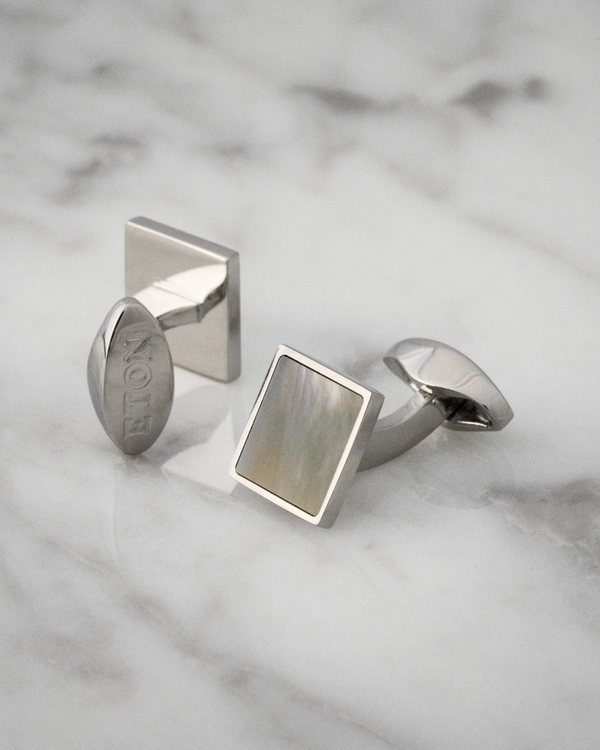 Eton Mother-of-Pearl Cufflinks in Silver