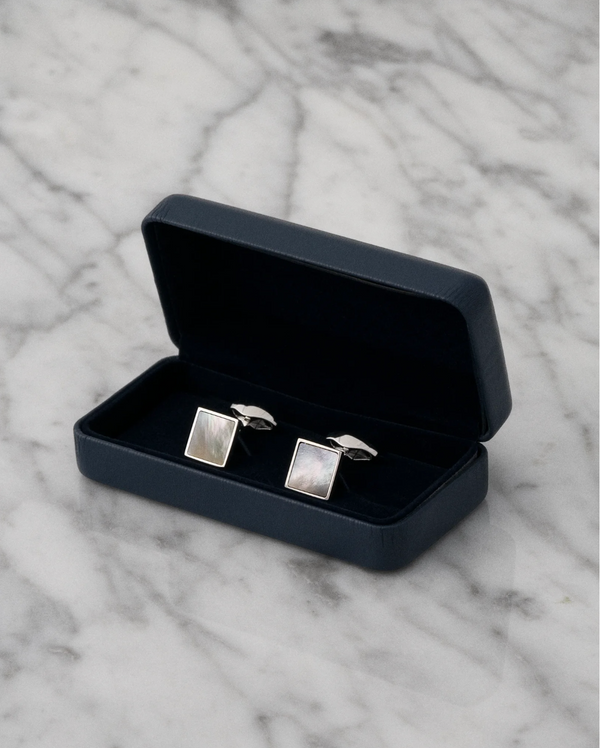Eton Mother-of-Pearl Cufflinks in Silver