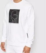 White Crewneck Sweatshirt with Black Print