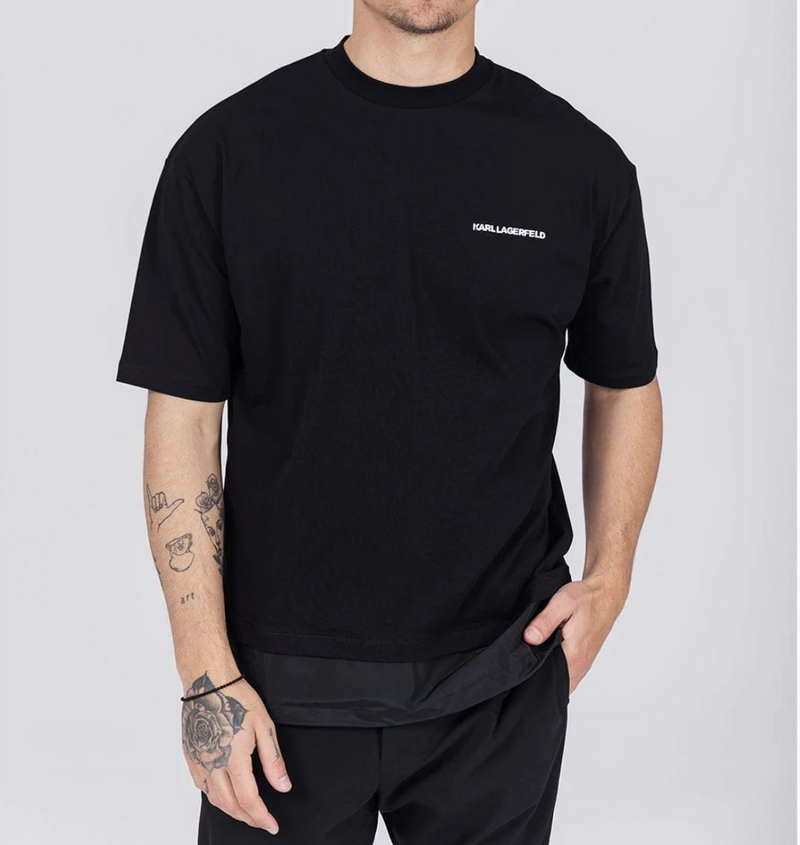 Black Crewneck with Drawcord Hem Detail