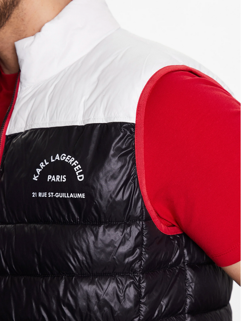 Puffer Vest in Black White and Red