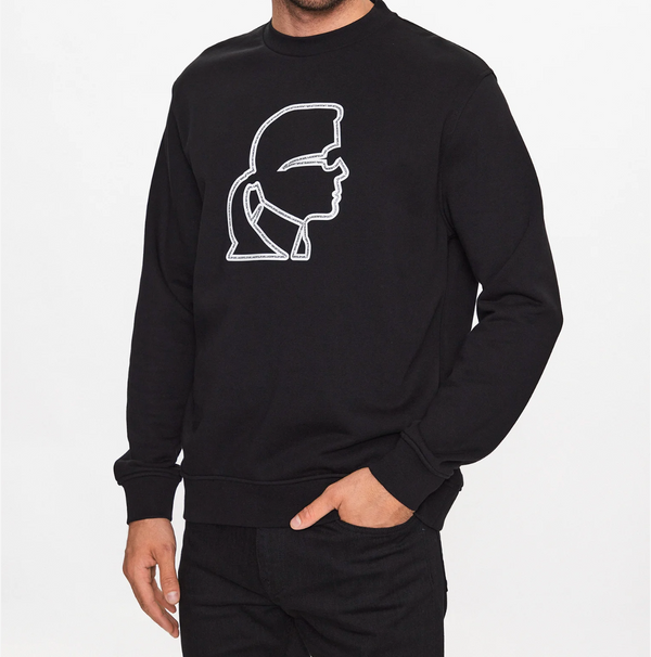Black Crewneck Sweater with Large Logo Print
