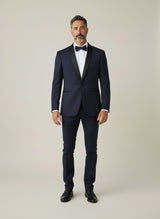 Allebasi Navy Shawl Lapel Weave Dinner Suit