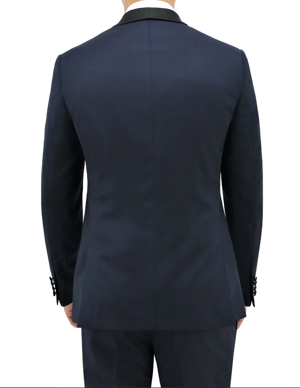 VERI Navy Shawl Lapel Weave Dinner Suit