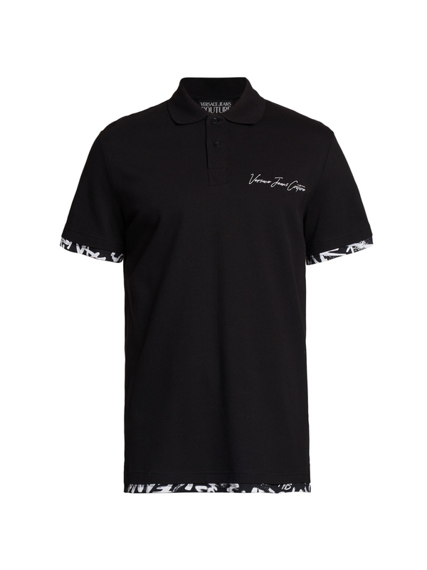 Calligraphy Logo Couture Polo in Black