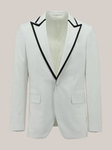 White Peak Lapel Dinner Jacket With Black Outline