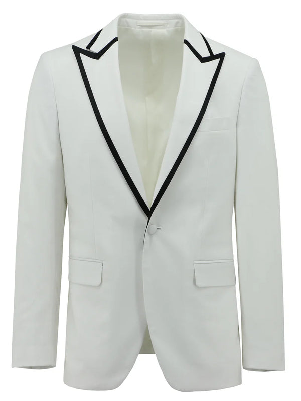White Peal Lapel Dinner Jacket With Black Outline