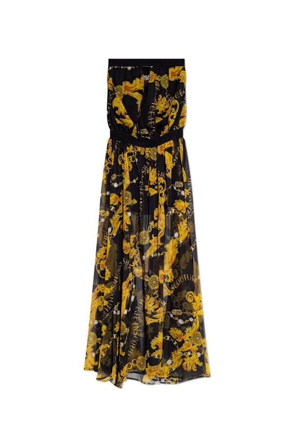 Long Black/Gold Chiffon Dress