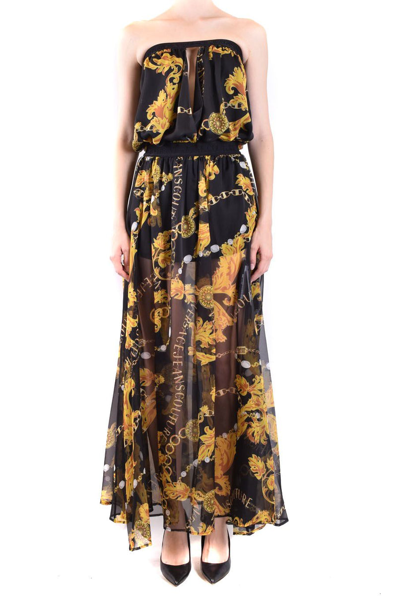 Long Black/Gold Chiffon Dress