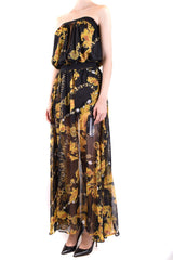 Long Black/Gold Chiffon Dress
