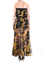 Long Black/Gold Chiffon Dress