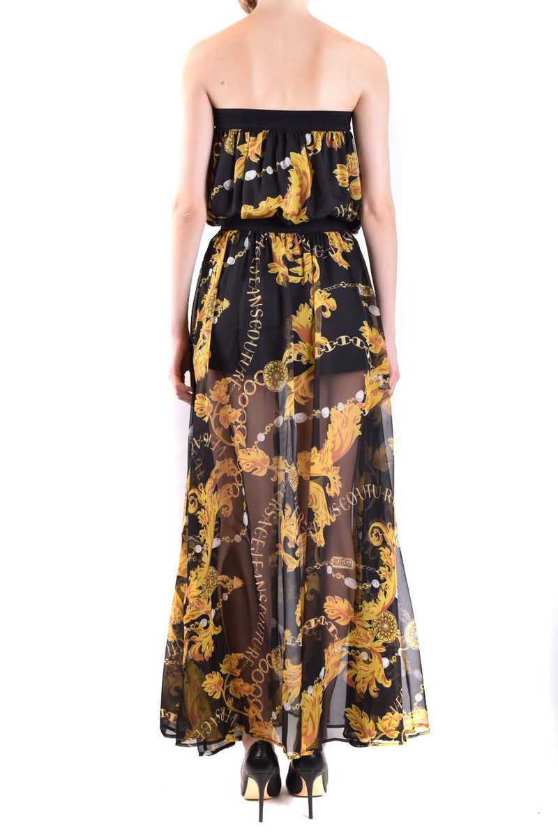 Long Black/Gold Chiffon Dress