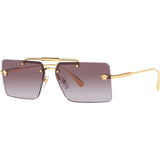 Frameless Rectangle Sunglasses with Medusa -Violet/Gold