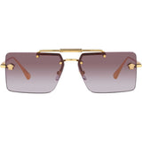 Frameless Rectangle Sunglasses with Medusa -Violet/Gold