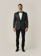Allebasi Black Shawl Lapel Floral Print Dinner Jacket