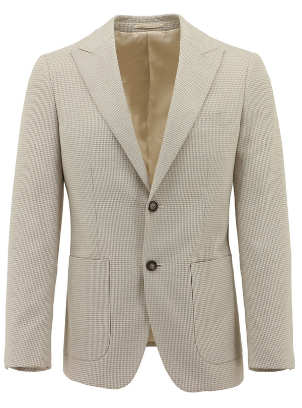 VERI Light Beige Houndstooth Sports Jacket with White Pocket Insert