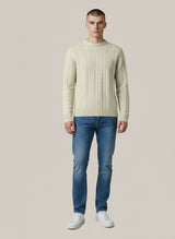 Cable Knit Crewneck Jumper in Beige