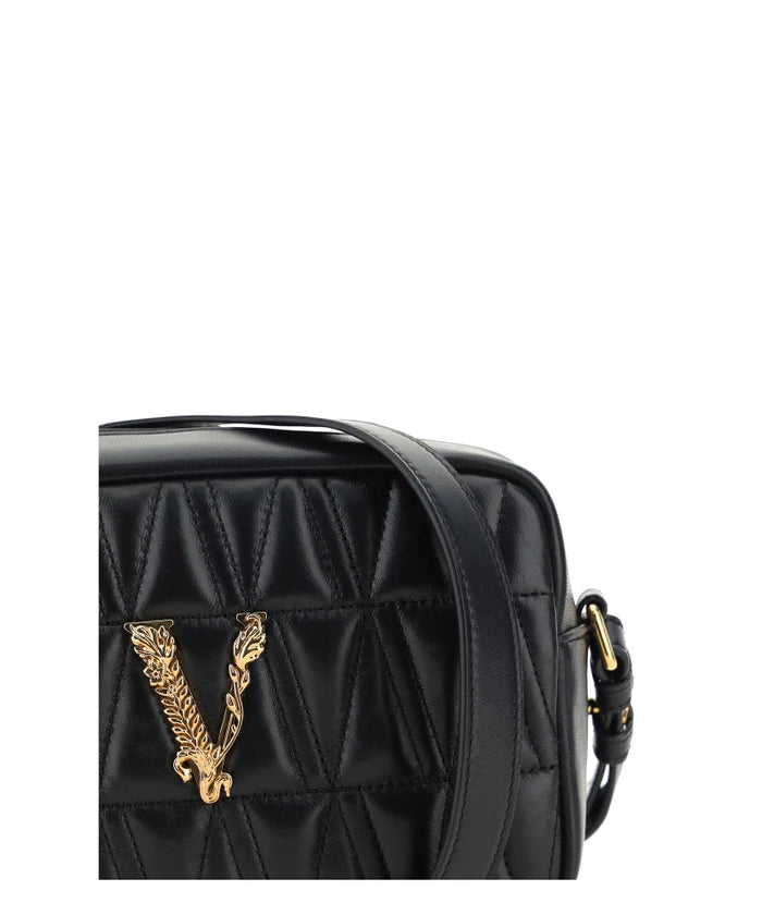 Virtus Quilted Square Crossbody Bag in Black