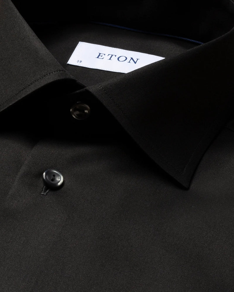 Black Contemporary Fit Button-Up Shirt
